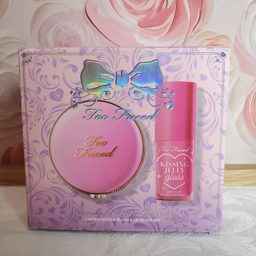 Too Faced Super Candy Clouds Barbie Pink Blush Sherbet Baby Milky Pink Lip Jelly